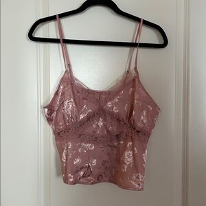 Pink Floral Lace Cami Top